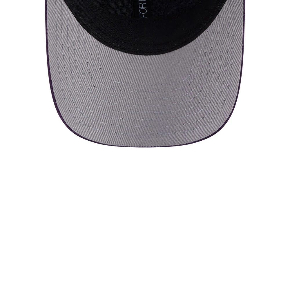 Toronto Tempo WNBA Draft 2026 Pastel Blue New Era 9FORTY M-Crown Adjustable Cap, inside view showing a light grey undervisor with stitching, contrasting black sweatband, and New Era taping along the interior seam.