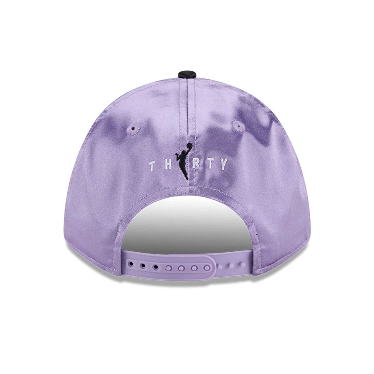 Valkyries WNBA Draft 2026 Pastel Purple New Era 9FORTY M-Crown Adjustable Cap, rear view showing the white embroidered lettering ‘THIRTY’ with a silhouette logo in black at the centre back, above the matching pastel purple snap closure.