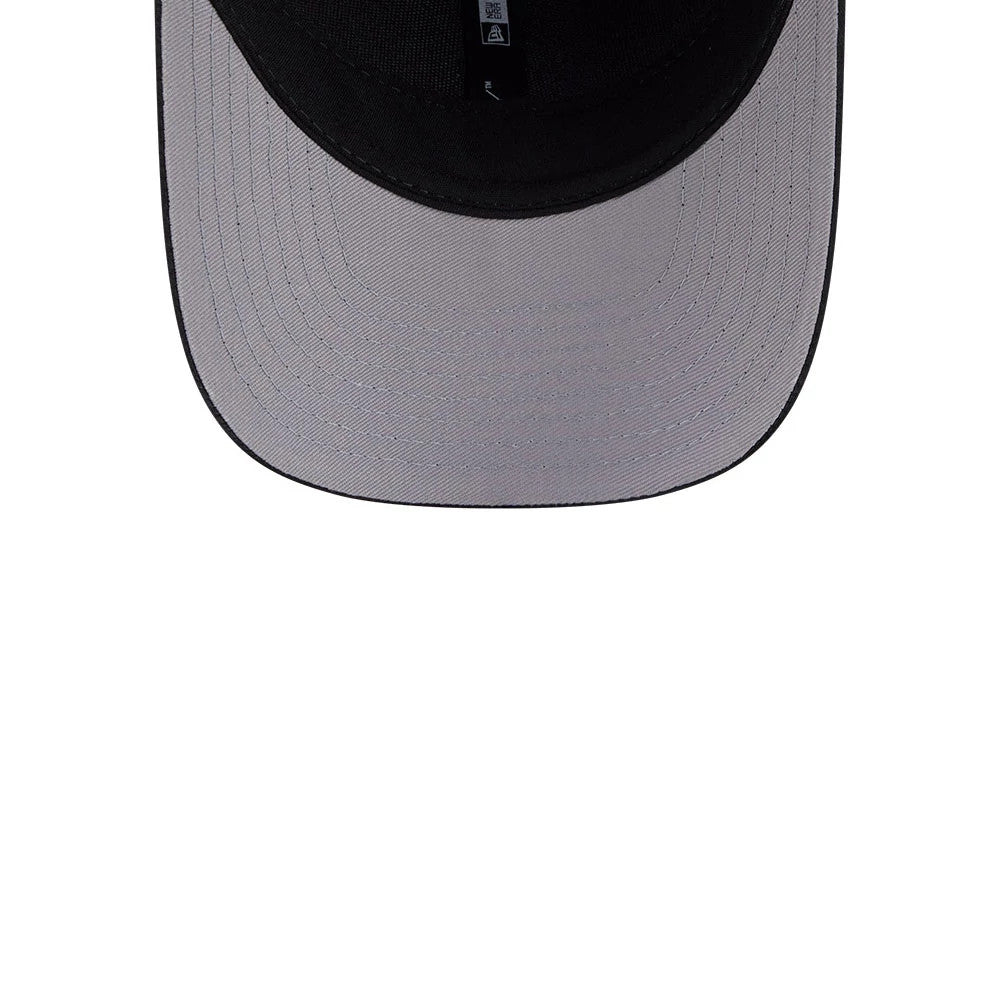 Valkyries WNBA Draft 2026 Pastel Purple New Era 9FORTY M-Crown Adjustable Cap, inside view showing the grey undervisor, detailed black sweatband, and repeating New Era taping along the inner seams.