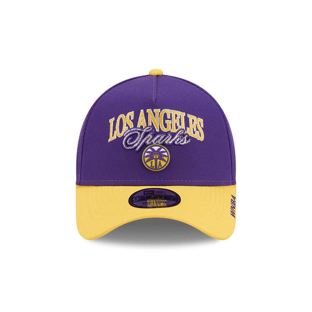 Pictured is this WNBA Tip Off 2026 LA Sparks 9FORTY A-Frame cap in purple. 2