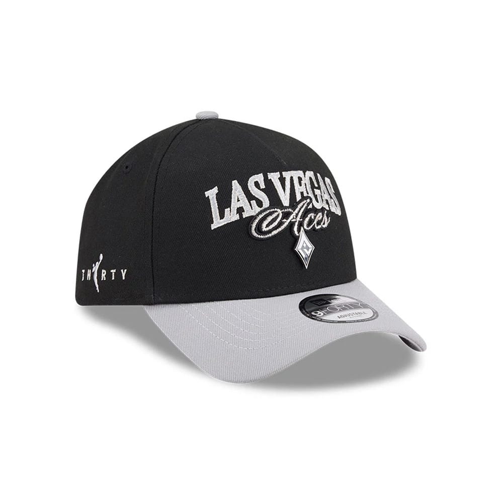 Pictured is this WNBA Tip Off 2026 Las Vegas Aces 9FORTY A-Frame cap in black. 3