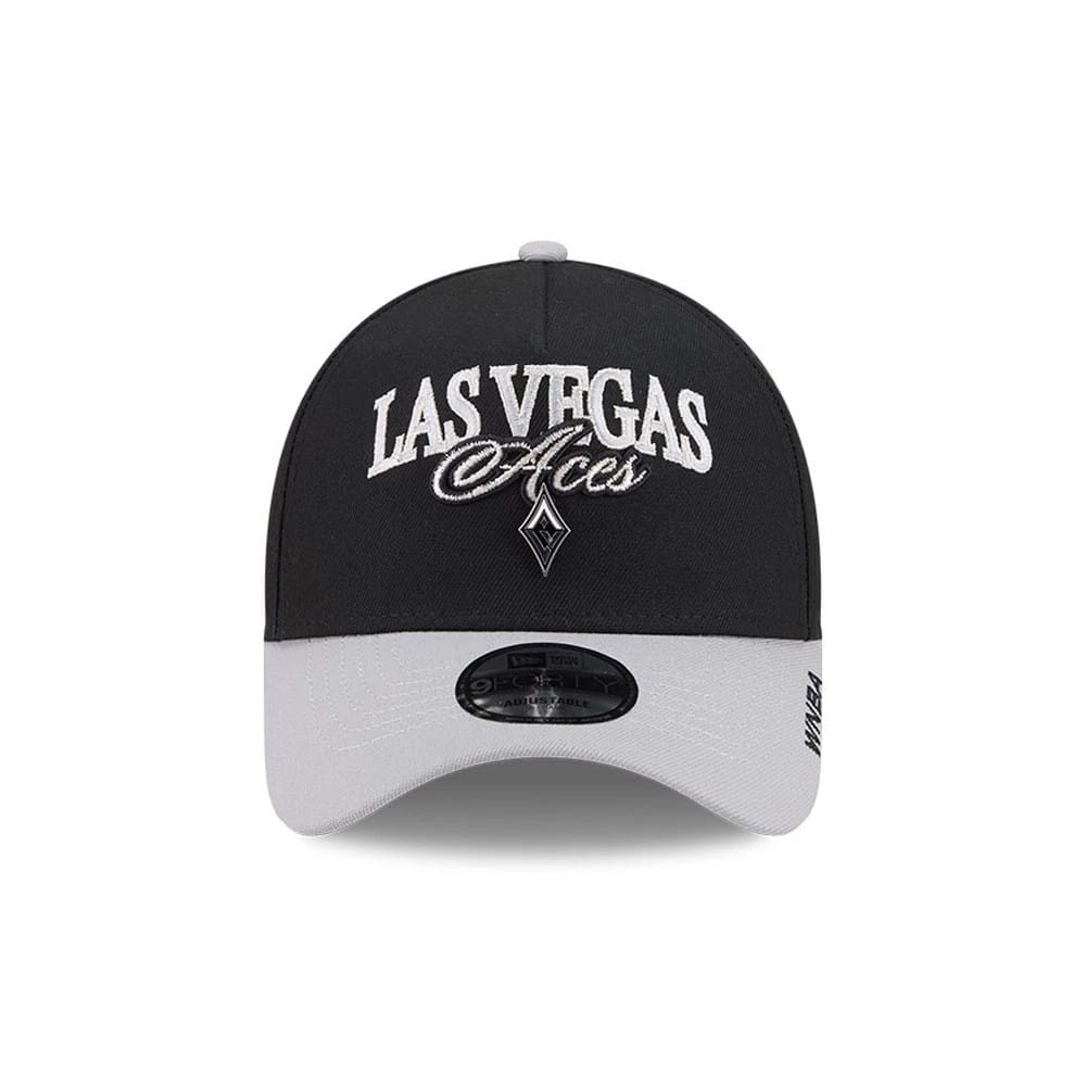 Pictured is this WNBA Tip Off 2026 Las Vegas Aces 9FORTY A-Frame cap in black. 2
