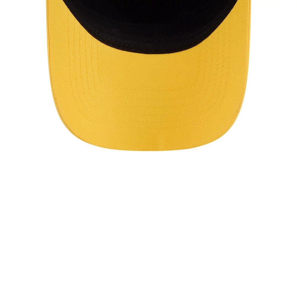 Chicago Sky WNBA Tip Off 2026 Light Blue New Era 9FORTY A-Frame Adjustable Cap, front view showing a yellow visor with stitching, a black colour undervisor creating a contrast, and the curved visor's structured shape.