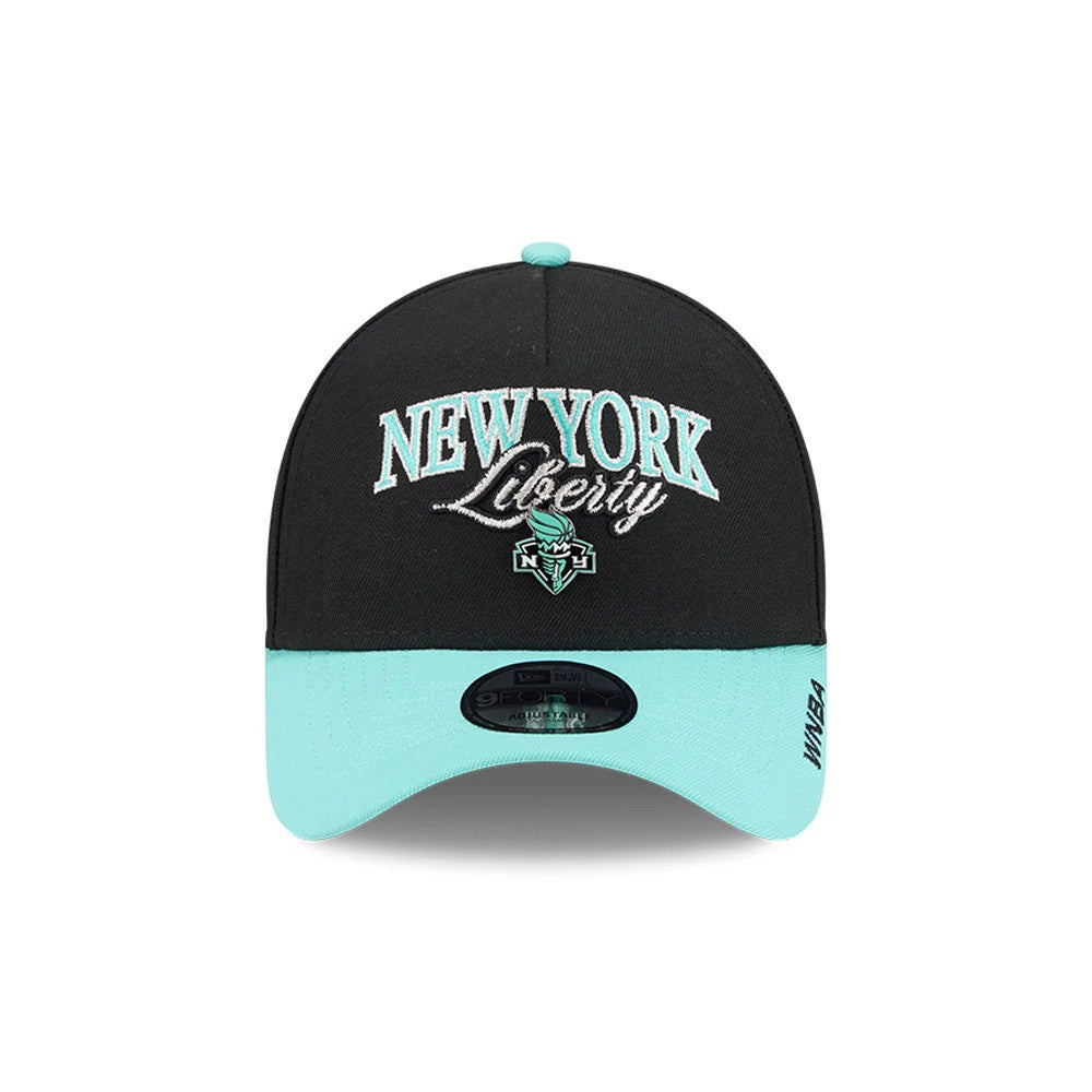 Pictured is this WNBA Tip Off 2026 New York Liberty 9FORTY A-Frame cap in black. 2