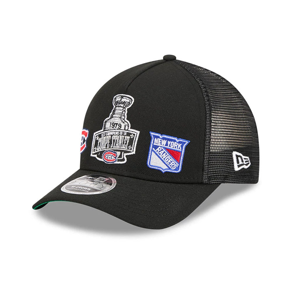 Pictured is this NHL Stanley Cup Champions Montreal Canadiens 9FORTY M-Crown A-Frame Trucker Adjustable cap in black. 1