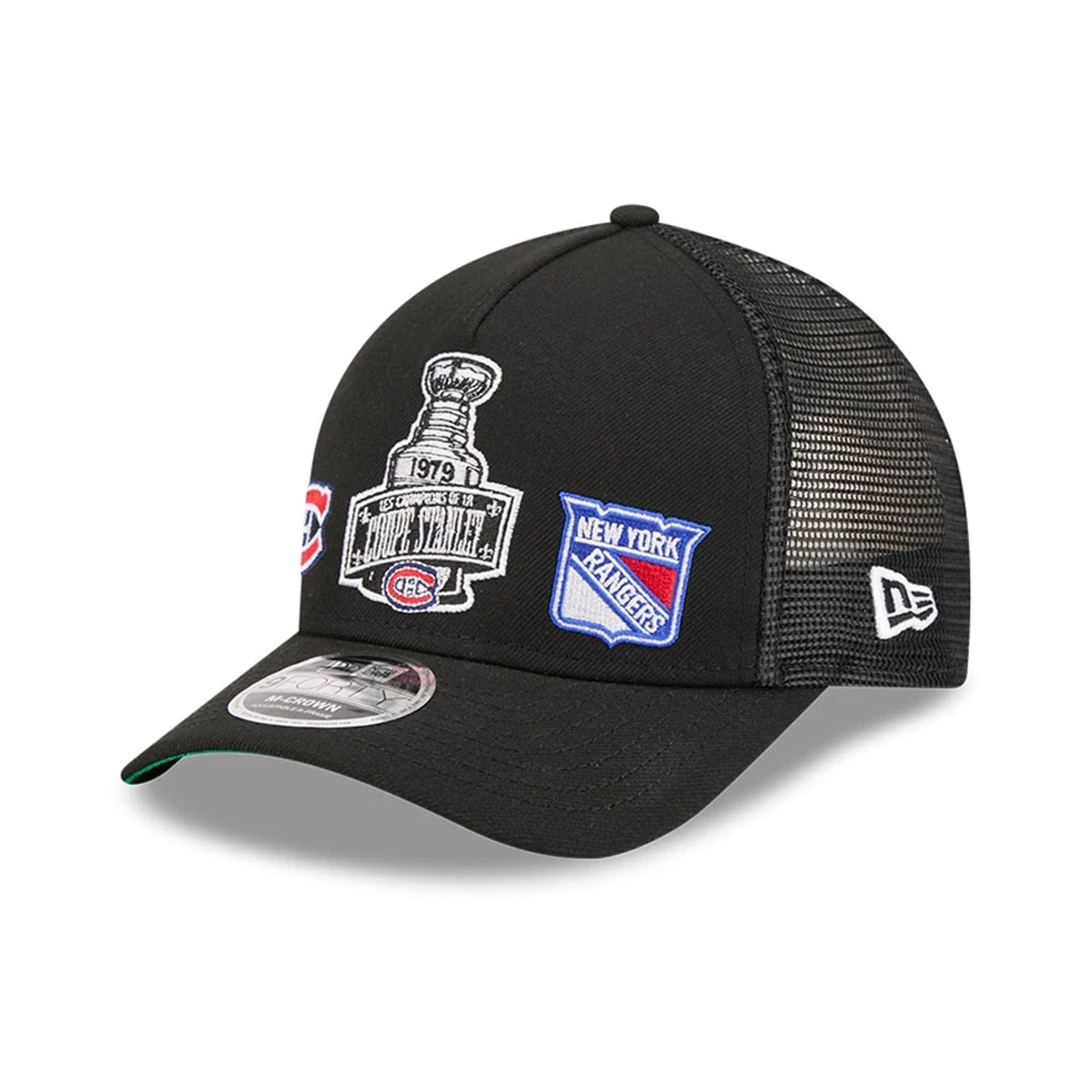 Pictured is this NHL Stanley Cup Champions Montreal Canadiens 9FORTY M-Crown A-Frame Trucker Adjustable cap in black. 1