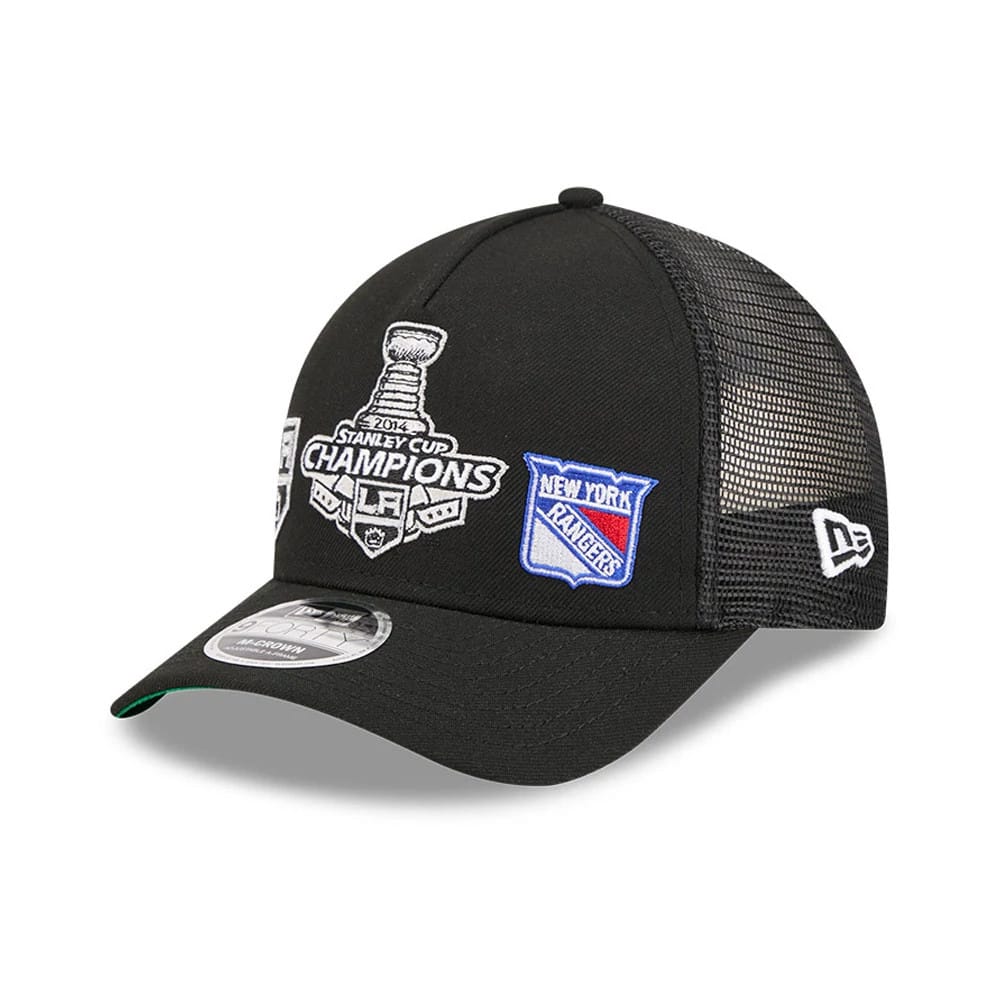 Pictured is this NHL Stanley Cup Champions LA Kings 9FORTY M-Crown A-Frame Trucker Adjustable cap in black. 1