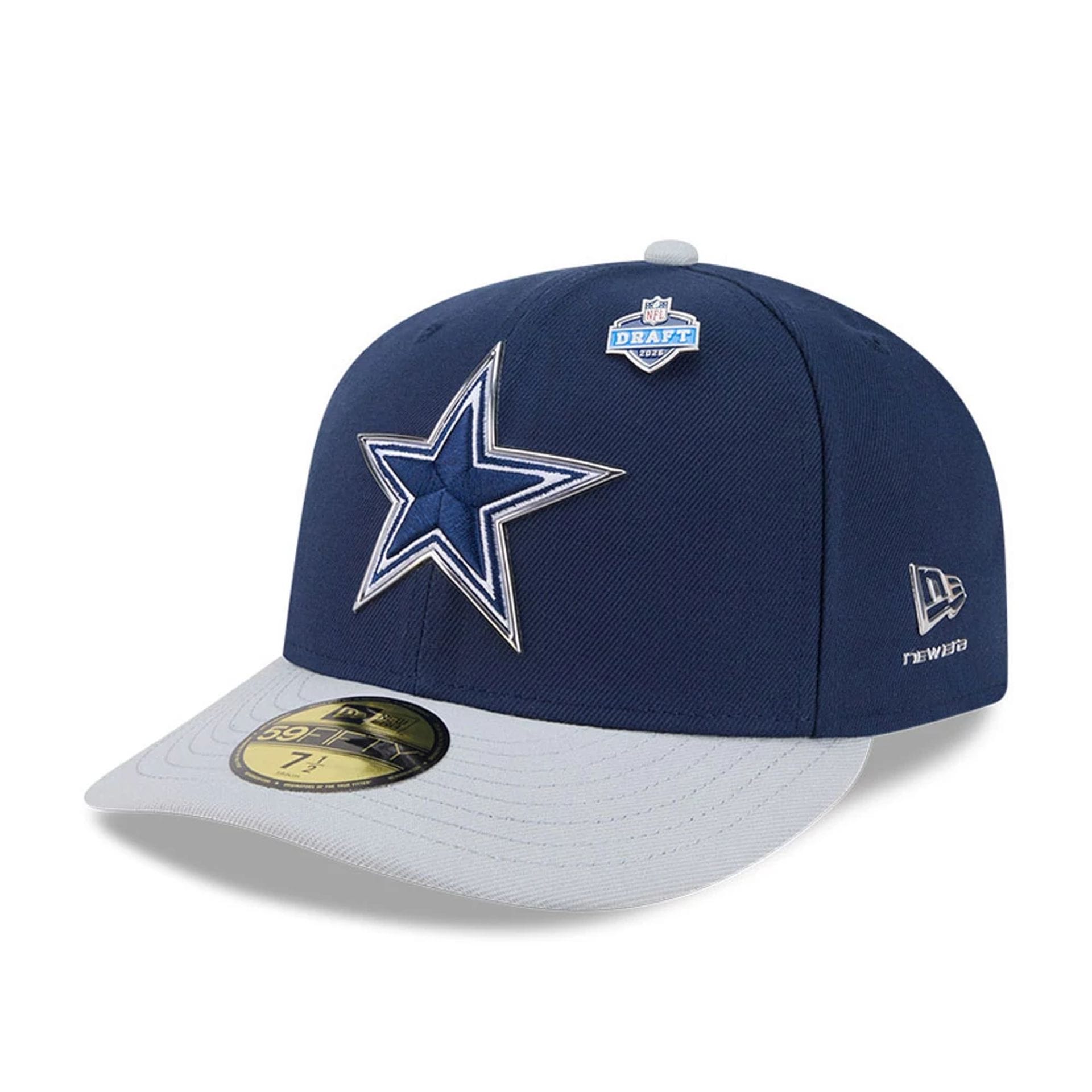 Pictured is this NFL Draft 2026 Dallas Cowboys 59FIFTY Fitted cap in dark blue. 1