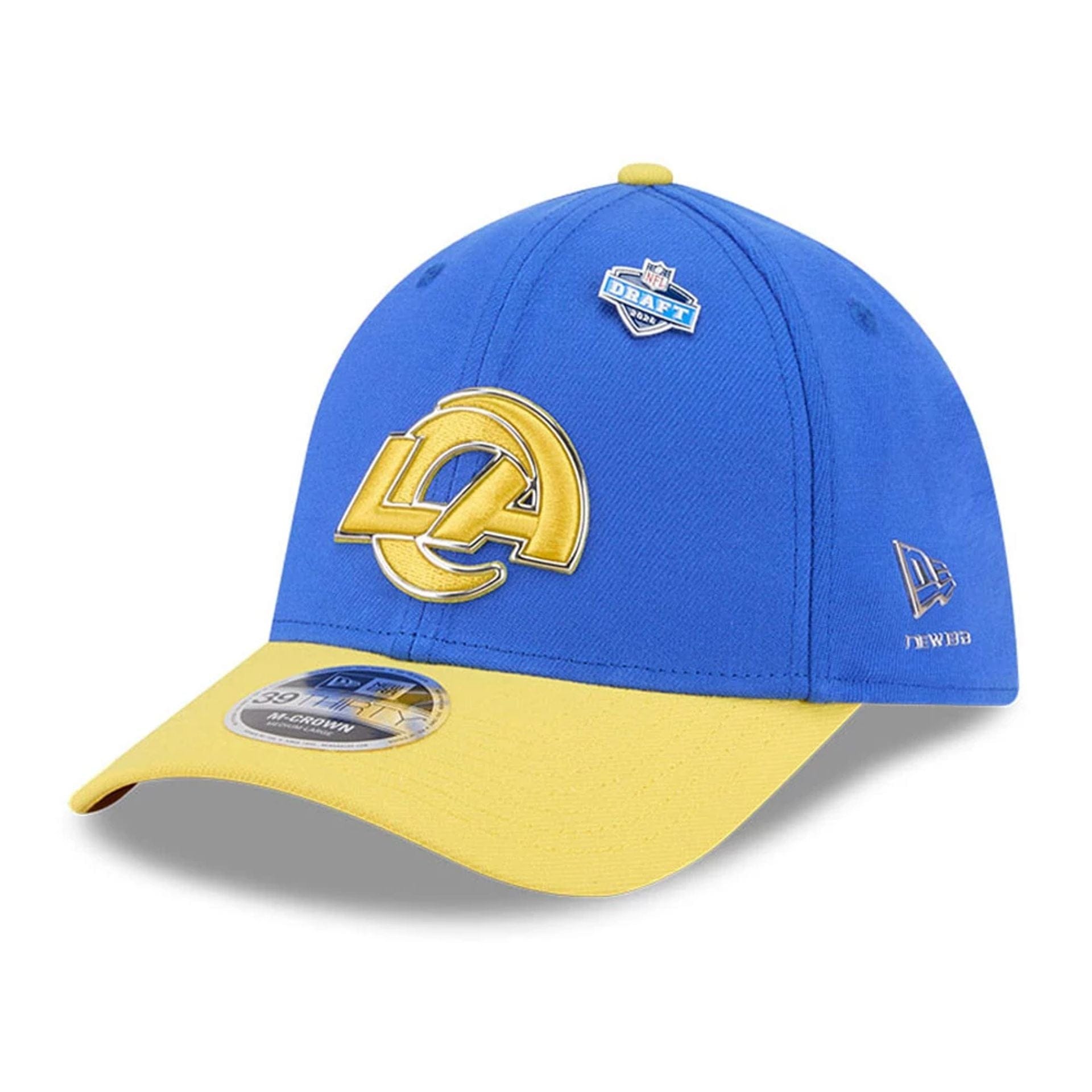 Pictured is this NFL Draft 2026 LA Rams 39THIRTY M-Crown Stretch Fit cap in bright blue. 1