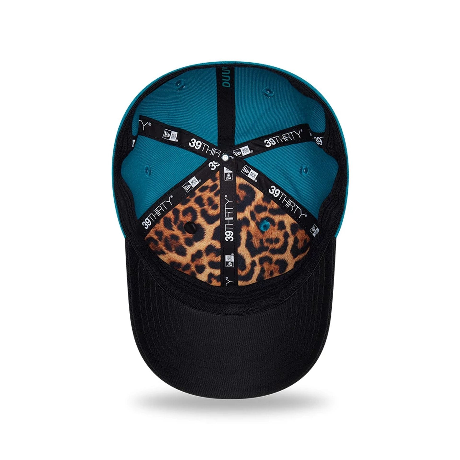Pictured is this NFL Draft 2026 Jacksonville Jaguars 39THIRTY M-Crown Stretch Fit cap in turquoise. 2