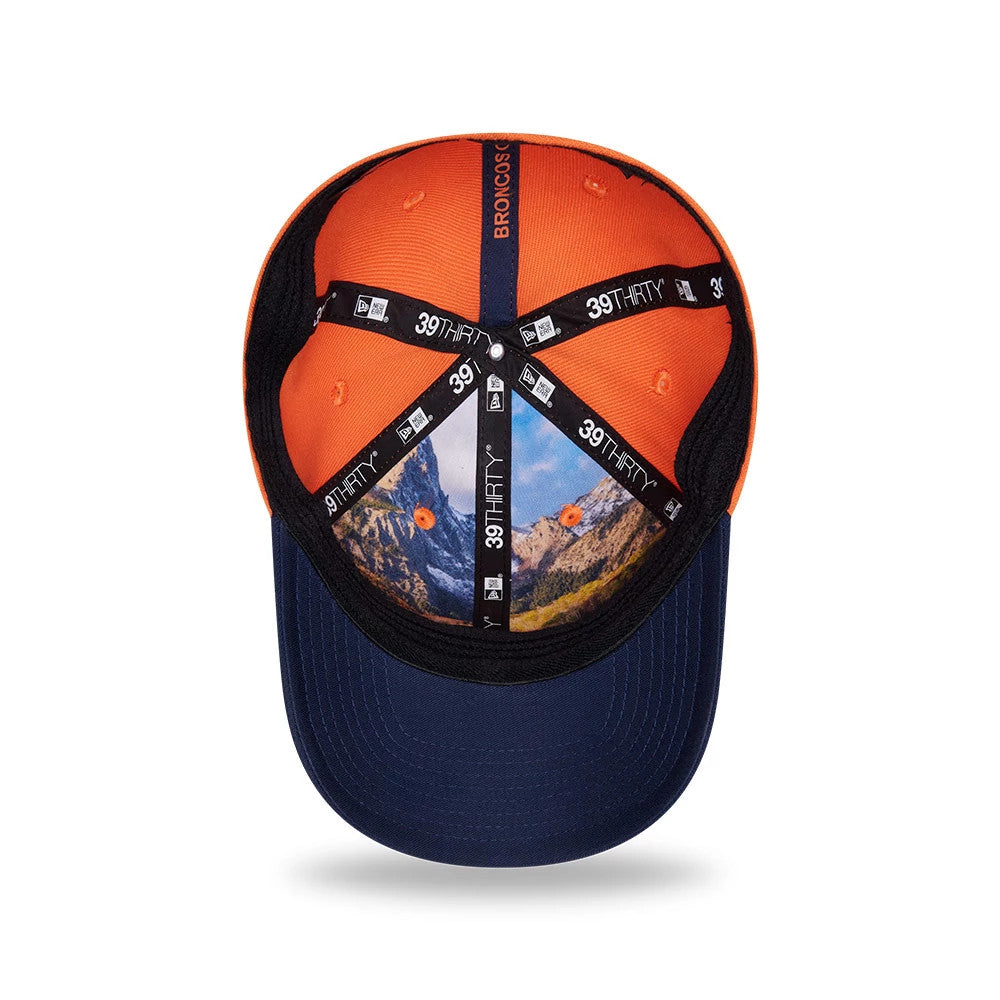 Pictured is this NFL Draft 2026 Denver Broncos 39THIRTY M-Crown Stretch Fit cap in orange. 2