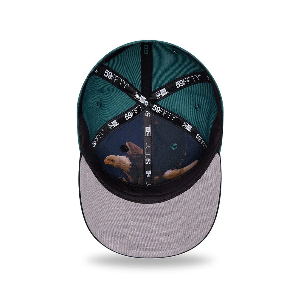 Pictured is this NFL Draft 2026 Philadelphia Eagles 59FIFTY Fitted cap in dark green. 2