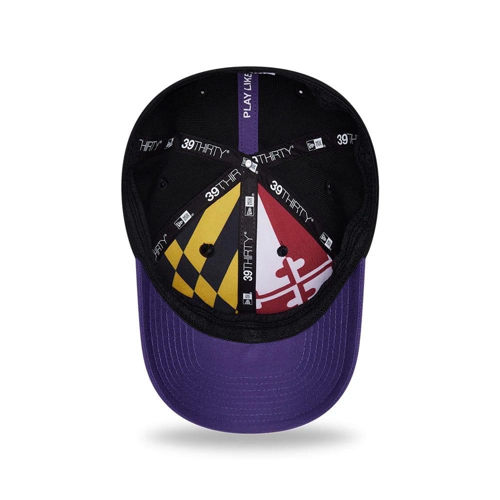 Pictured is this NFL Draft 2026 Baltimore Ravens 39THIRTY M-Crown Stretch Fit cap in black. 2