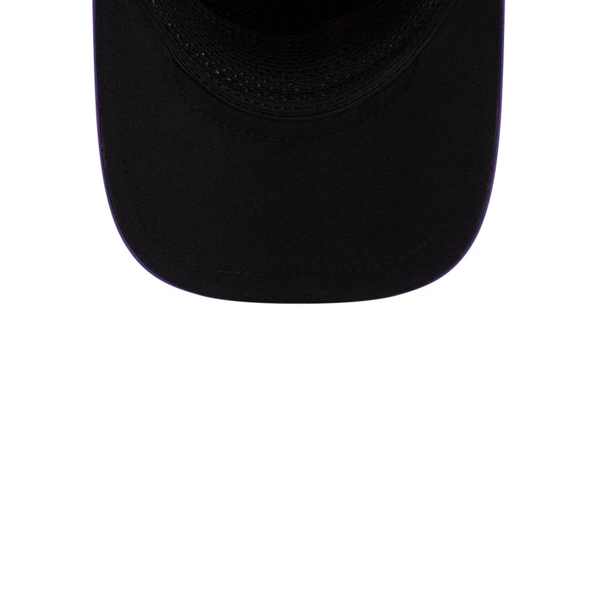 Pictured is this NBA Quickstrike LA Lakers 9FORTY Apex cap in purple. 2