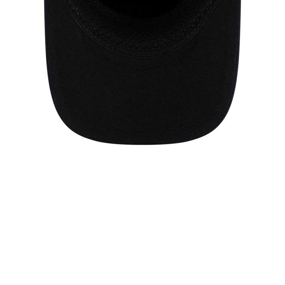 Detroit Tigers MLB Quickstrike Navy New Era 9FORTY Apex Adjustable Cap, inside view showing the black sweatband and taping, with a clean black undervisor in contrast to the structured design of the navy crown.