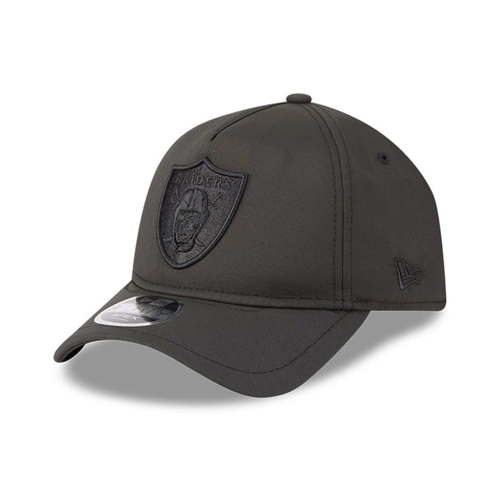 Pictured is this NFL Quickstrike Las Vegas Raiders 9FORTY Apex cap in black on black. 1
