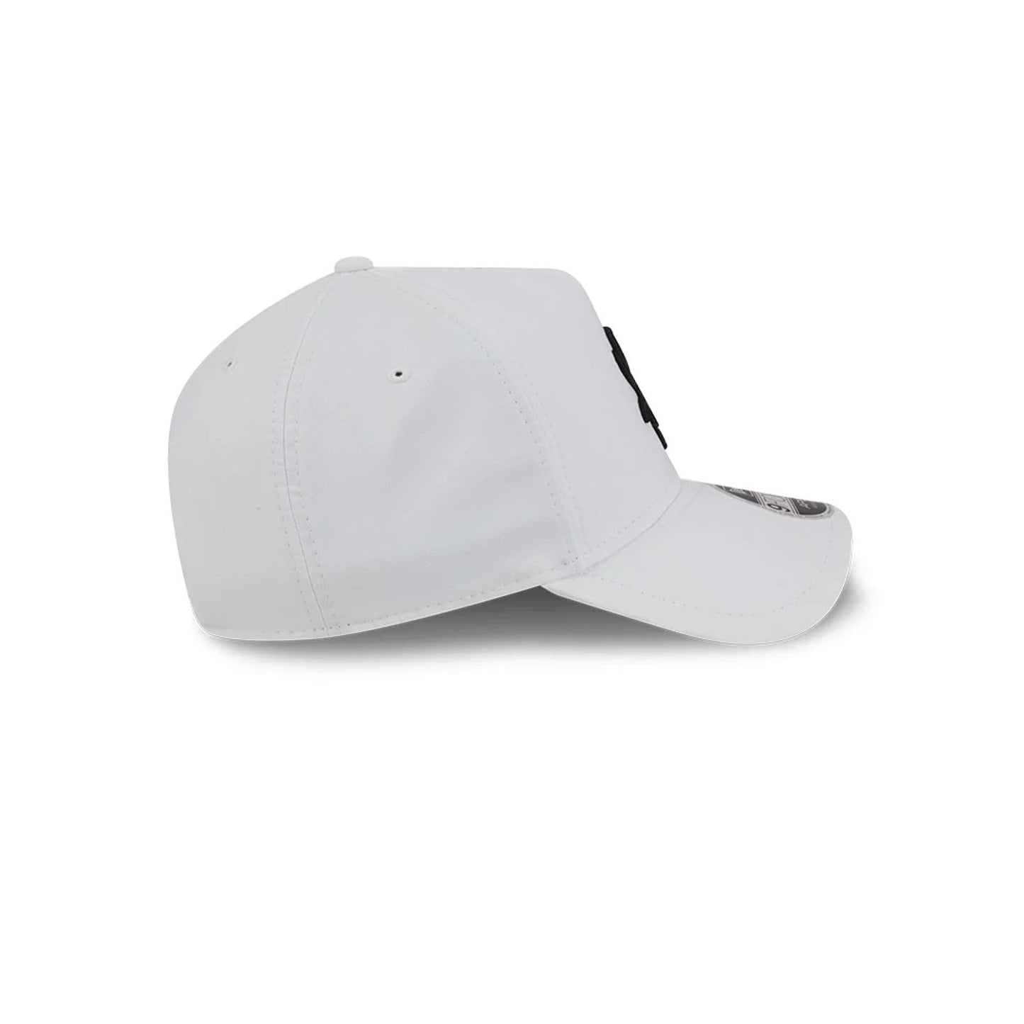 Chicago White Sox MLB Quickstrike White New Era 9FORTY Apex Adjustable Cap, side view showing the structured white crown with two small ventilating eyelets, a slightly curved visor, and the New Era flag logo embroidered on the left side.