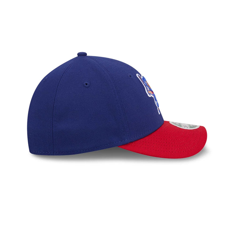 Pictured is this MiLB On Field Player Replica Buffalo Bisons 39THIRTY M-Crown Stretch Fit cap in Dark Blue. 7