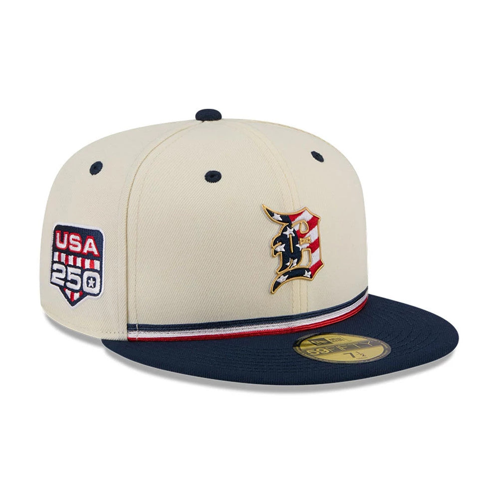 Pictured is this MLB 4th Of July 2026 Detroit Tigers 59FIFTY Fitted cap in Cream. 1