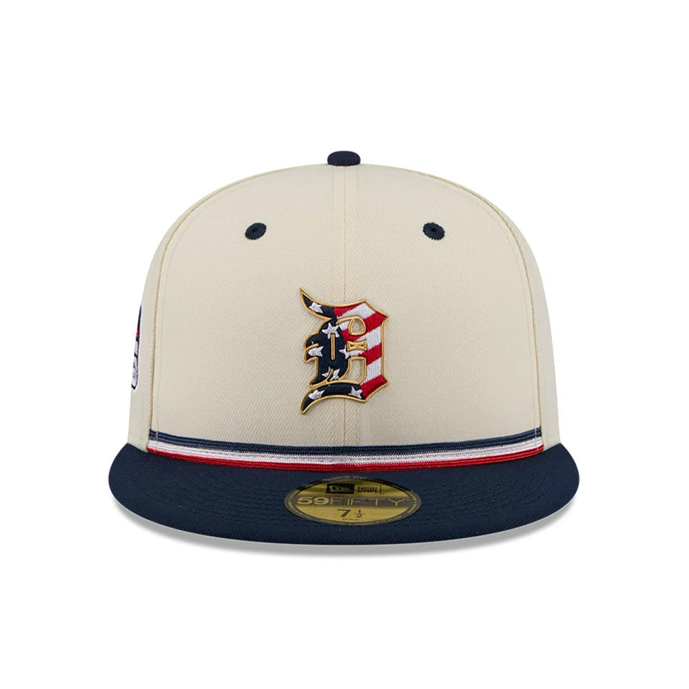 Pictured is this MLB 4th Of July 2026 Detroit Tigers 59FIFTY Fitted cap in Cream. 2