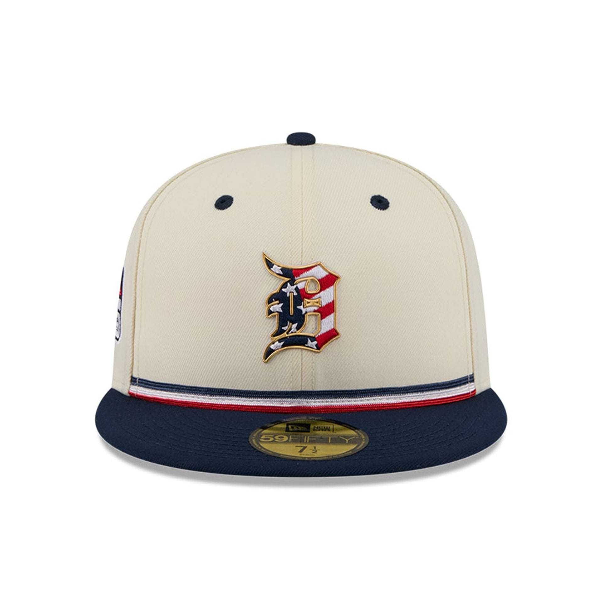 Pictured is this MLB 4th Of July 2026 Detroit Tigers 59FIFTY Fitted cap in Cream. 2