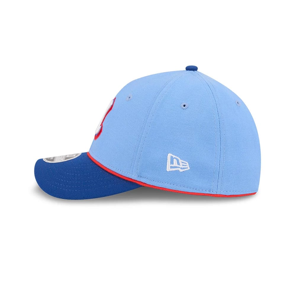 Pictured is this MLB City Connect Atlanta Braves 39THIRTY M-Crown Stretch Fit cap in Blue. 7