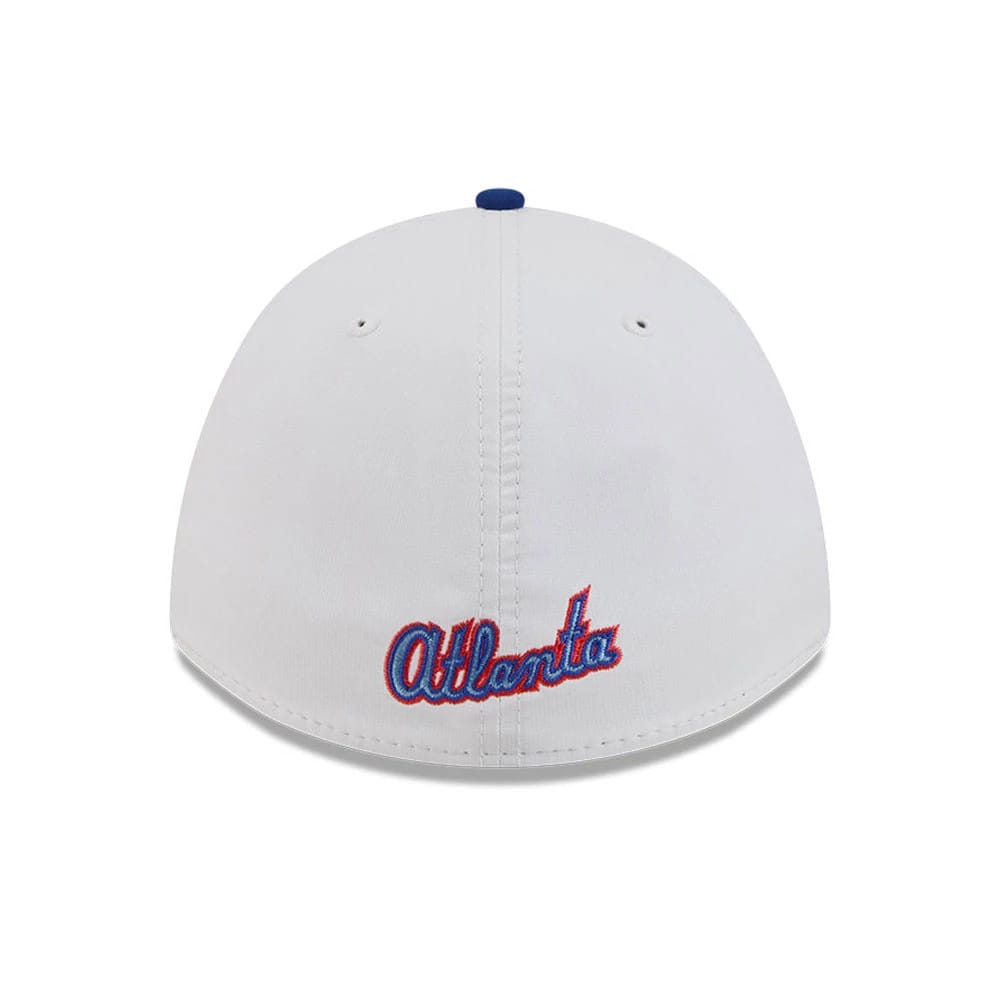 Pictured is this MLB City Connect Atlanta Braves 39THIRTY M-Crown A-Frame Stretch Fit cap in Blue. 7