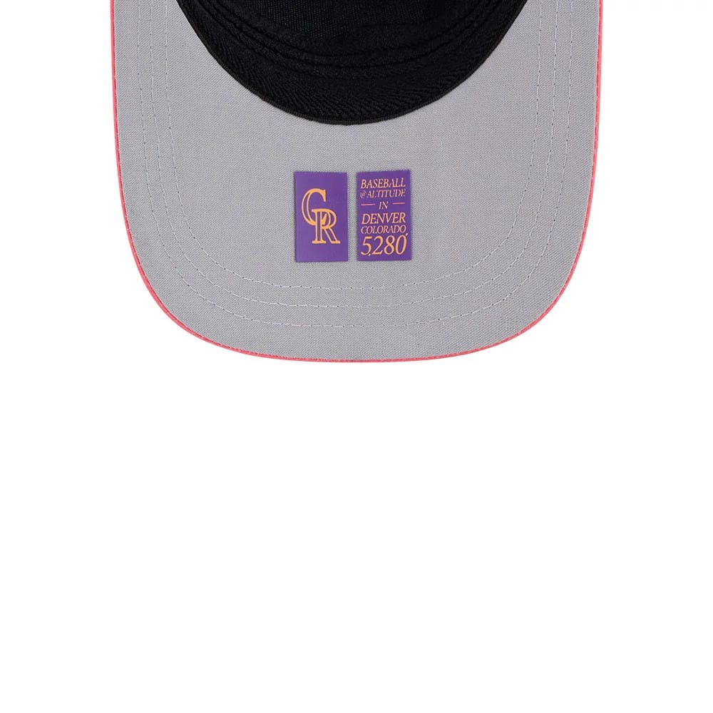 Pictured is this MLB City Connect Colorado Rockies 39THIRTY M-Crown A-Frame Stretch Fit cap in Purple. 2