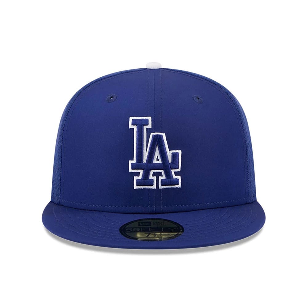 Pictured is this MLB Batting Practice 2026 LA Dodgers 59FIFTY Fitted cap in dark blue. 2