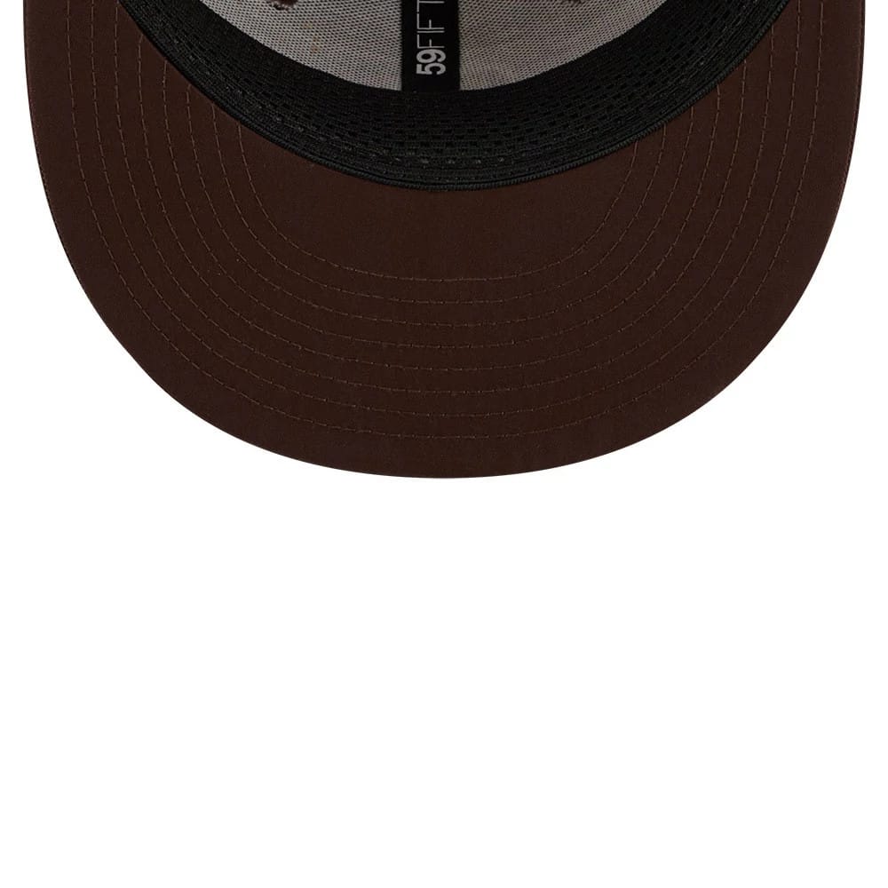 Pictured is this MLB Batting Practice 2026 San Diego Padres 59FIFTY Fitted cap in dark brown. 7