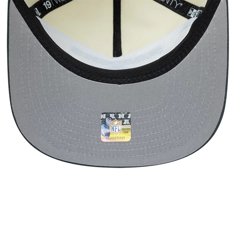 Pictured is this NFL Metallic Logo Las Vegas Raiders 19TWENTY cap in cream. 2