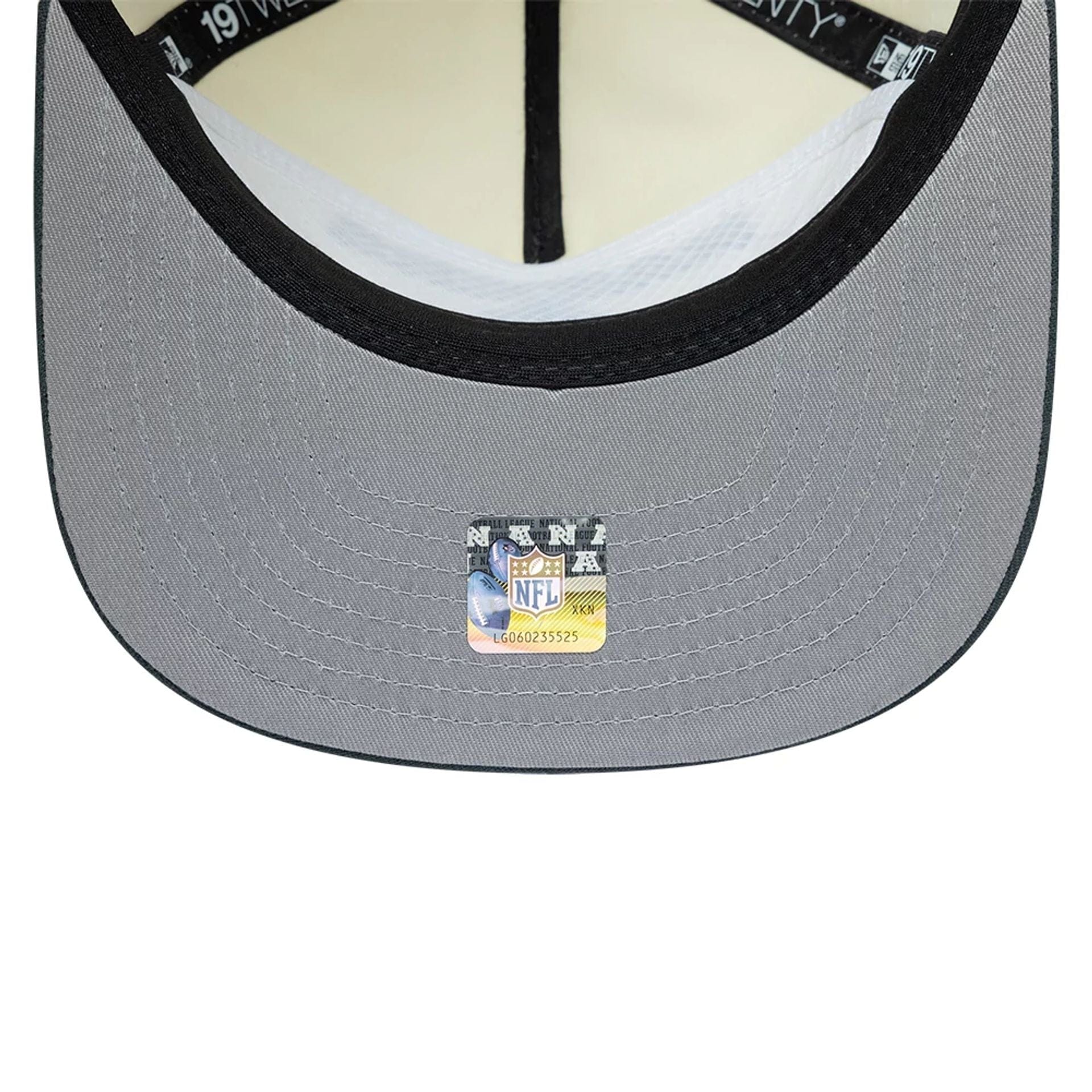 Pictured is this NFL Metallic Logo Las Vegas Raiders 19TWENTY cap in cream. 2