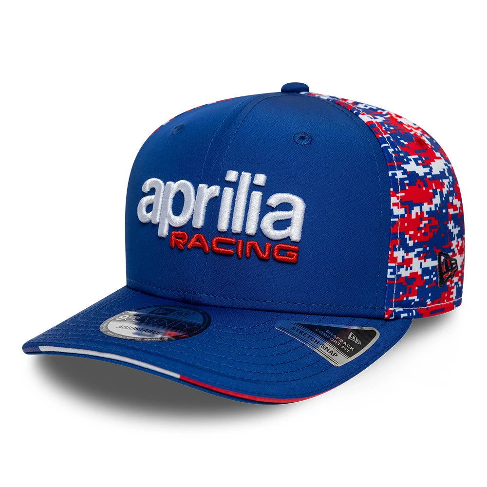 Pictured is this Aprilia Replica Le Mans Race Special 9SEVENTY Stretch Snap cap in blue. 3