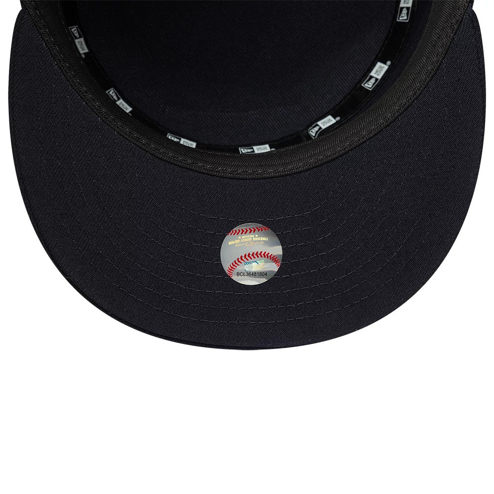 Pictured is this MLB Poly New York Yankees Pillbox Adjustable cap in navy. 7