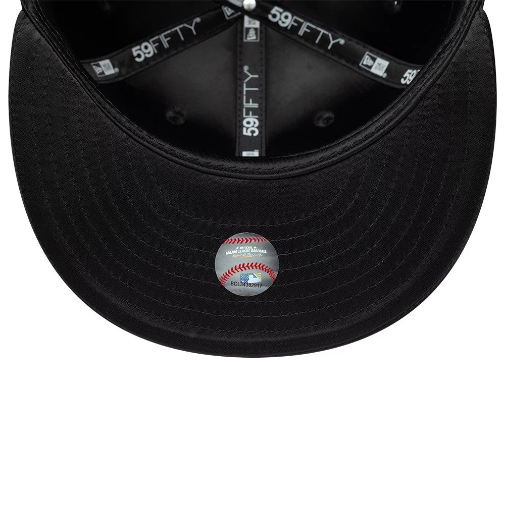 Pictured is this MLB Satin Chicago White Sox 59FIFTY Fitted cap in black. 7