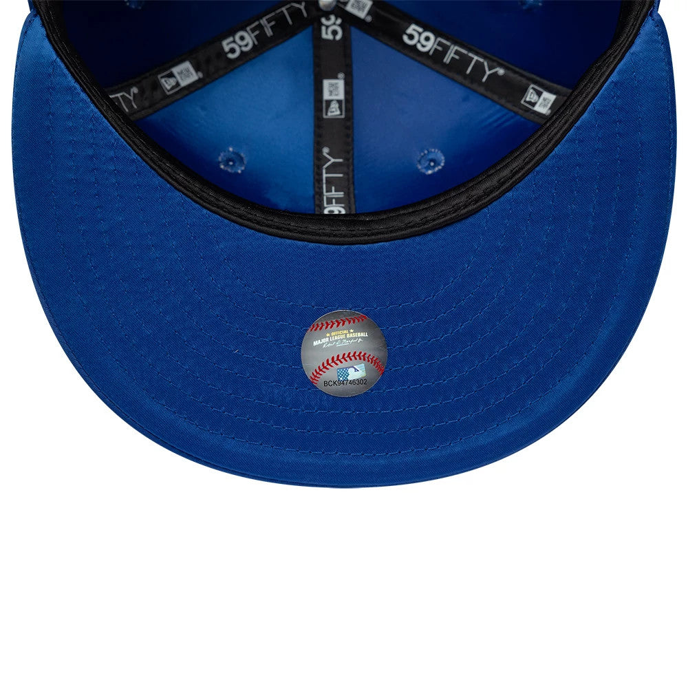 Pictured is this MLB Satin Detroit Tigers 59FIFTY Fitted cap in blue. 7