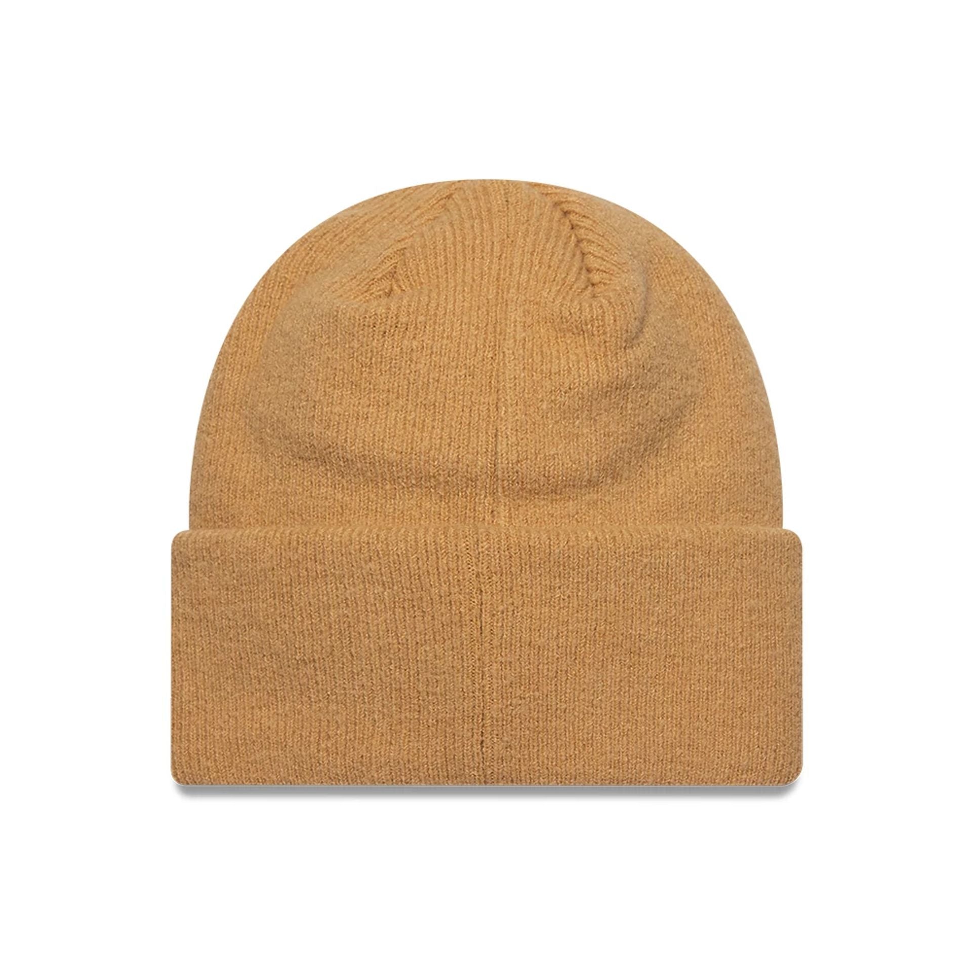 Pictured is this New Era Mohair Wide Cuff Knit Beanie hat in light beige. 2