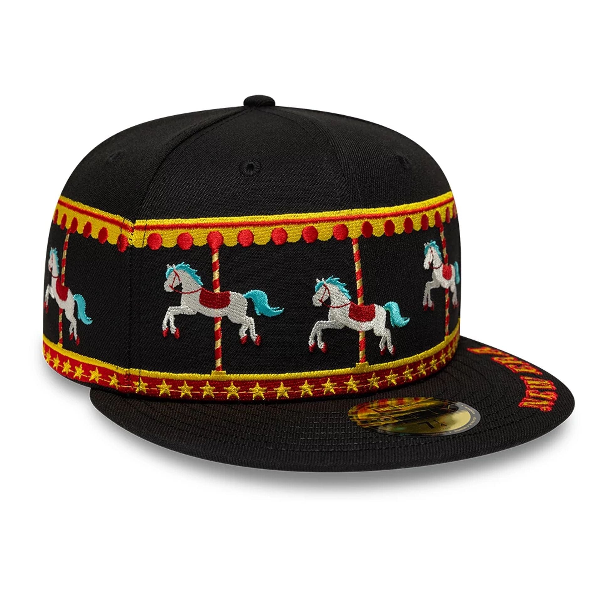 Pictured is this New Era Carousel 59FIFTY Fitted cap in black. 1