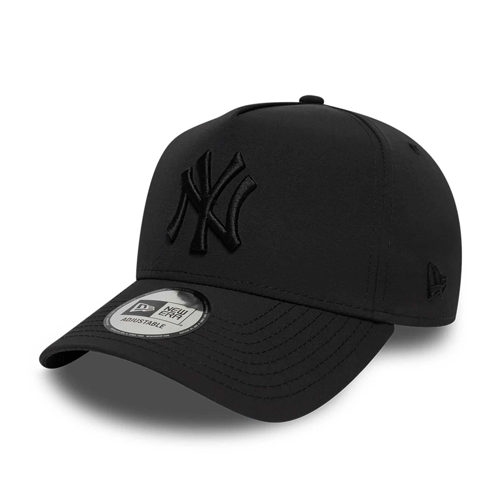 Pictured is this MLB Recycled New York Yankees 9FORTY E-Frame cap in Black On Black. 1