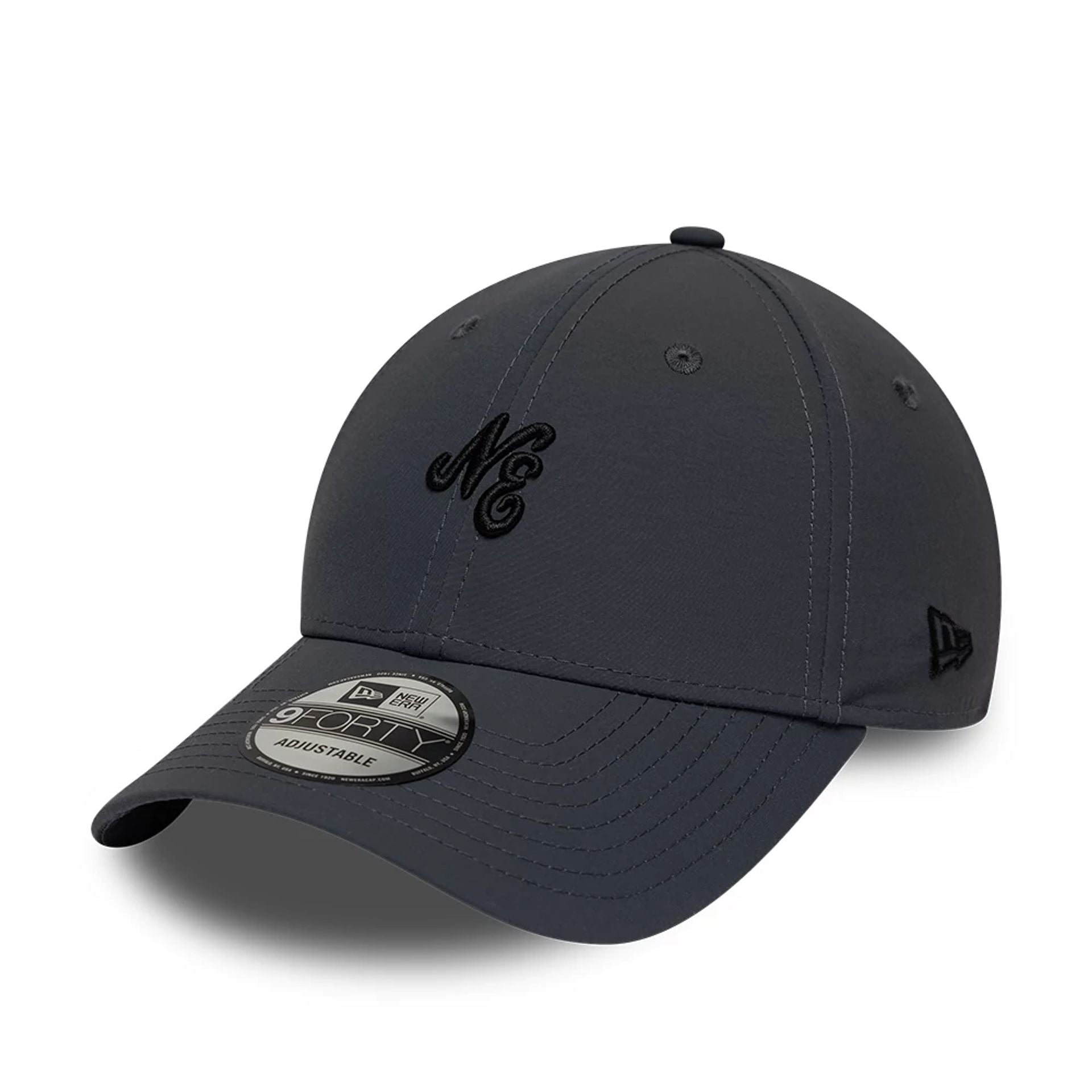 Pictured is this New Era Mini Logo Recycled 9FORTY cap in dark grey. 1