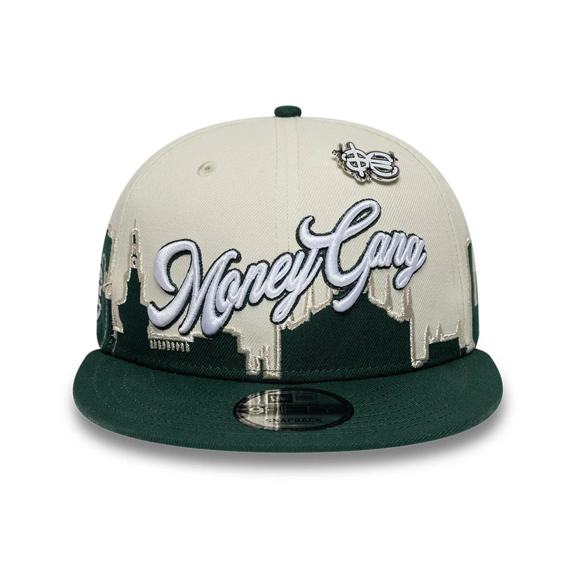 Pictured is this Sfera Ebbasta X New Era 9FIFTY Snapback cap in Dark Green. 2