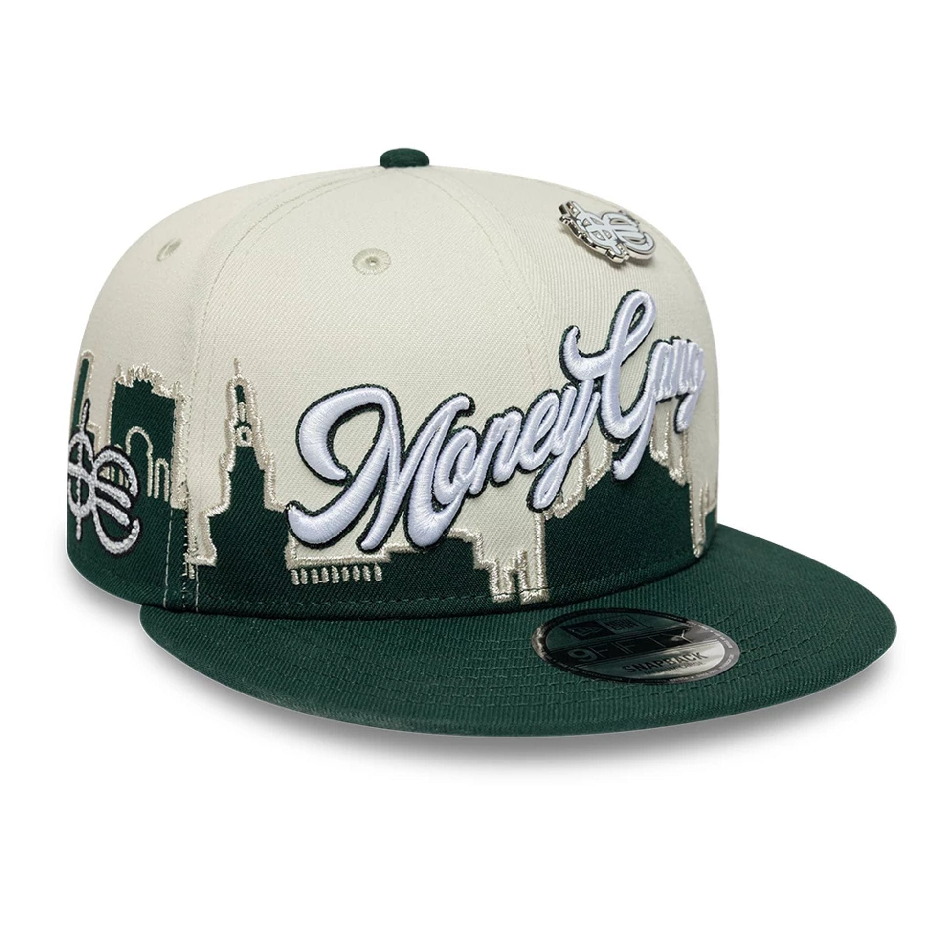 Pictured is this Sfera Ebbasta X New Era 9FIFTY Snapback cap in Dark Green. 1