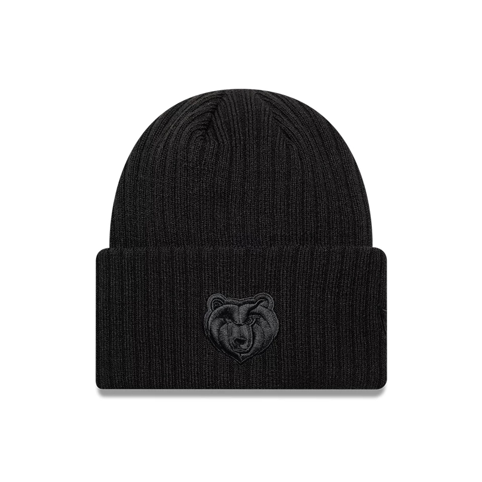 Pictured is this Memphis Grizzlies NBA London Game 2026 Black Cuff Knit Beanie Hat 1
