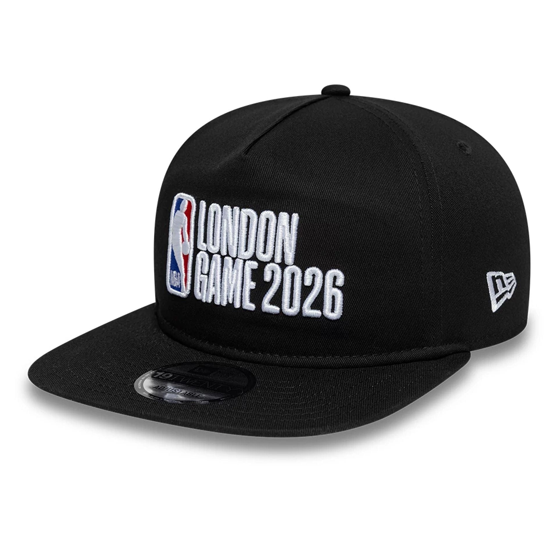 Pictured is this NBA Logo NBA London Game 2026 Black 19TWENTY Adjustable cap. 1