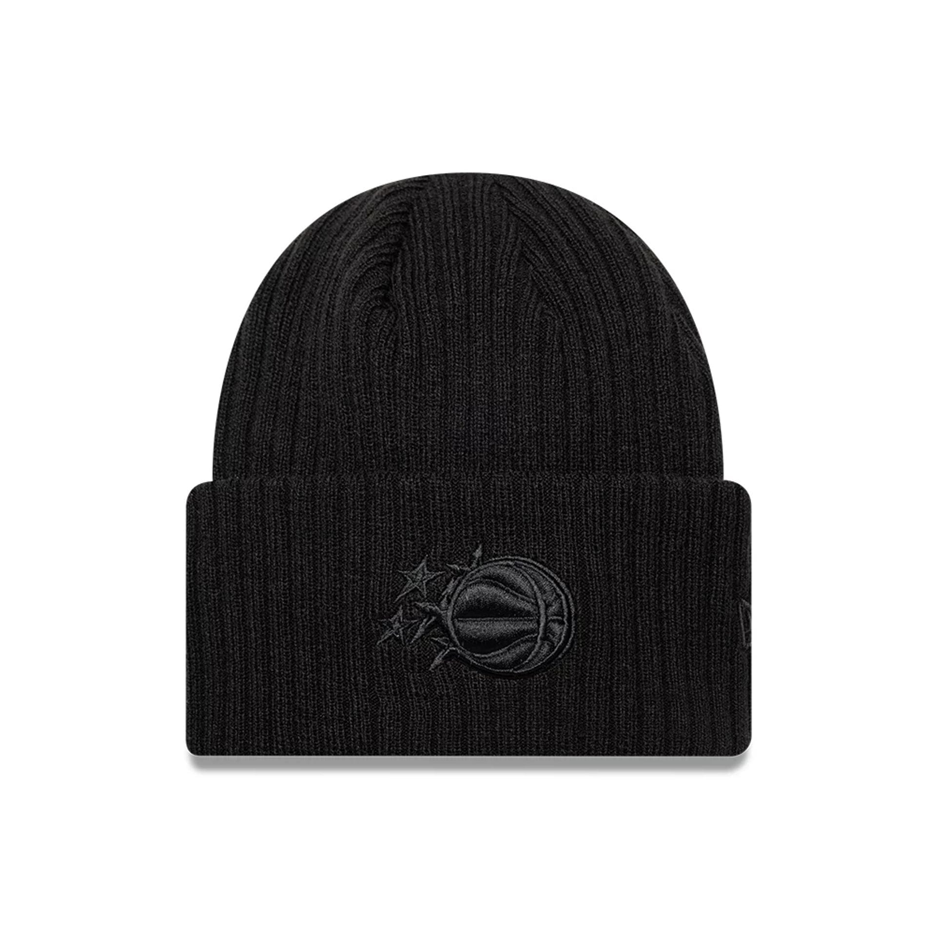 Pictured is this Orlando Magic NBA London Game 2026 Black Cuff Knit Beanie Hat 1