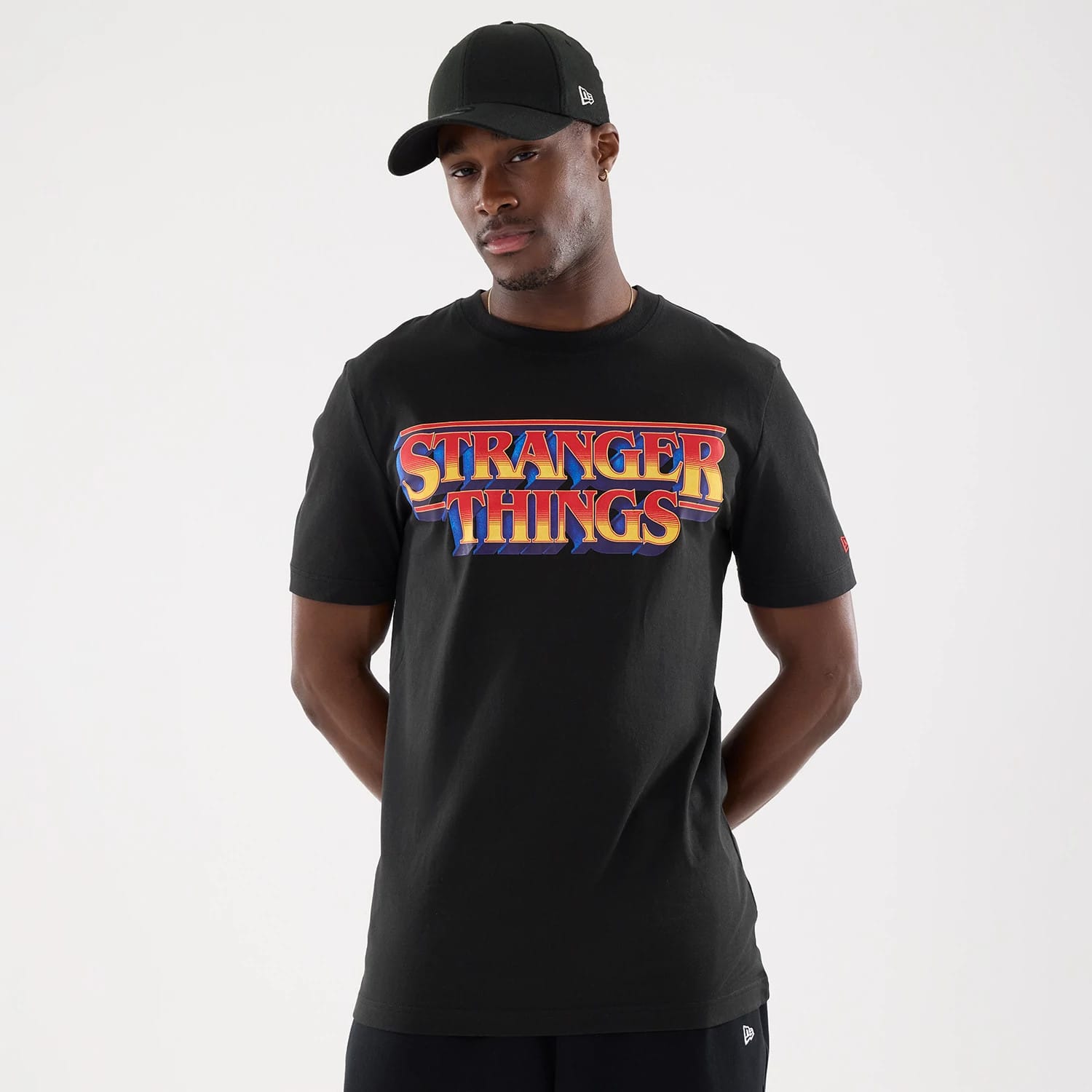 The model is wearing this Netflix Stranger Things T-Shirt in black. 1