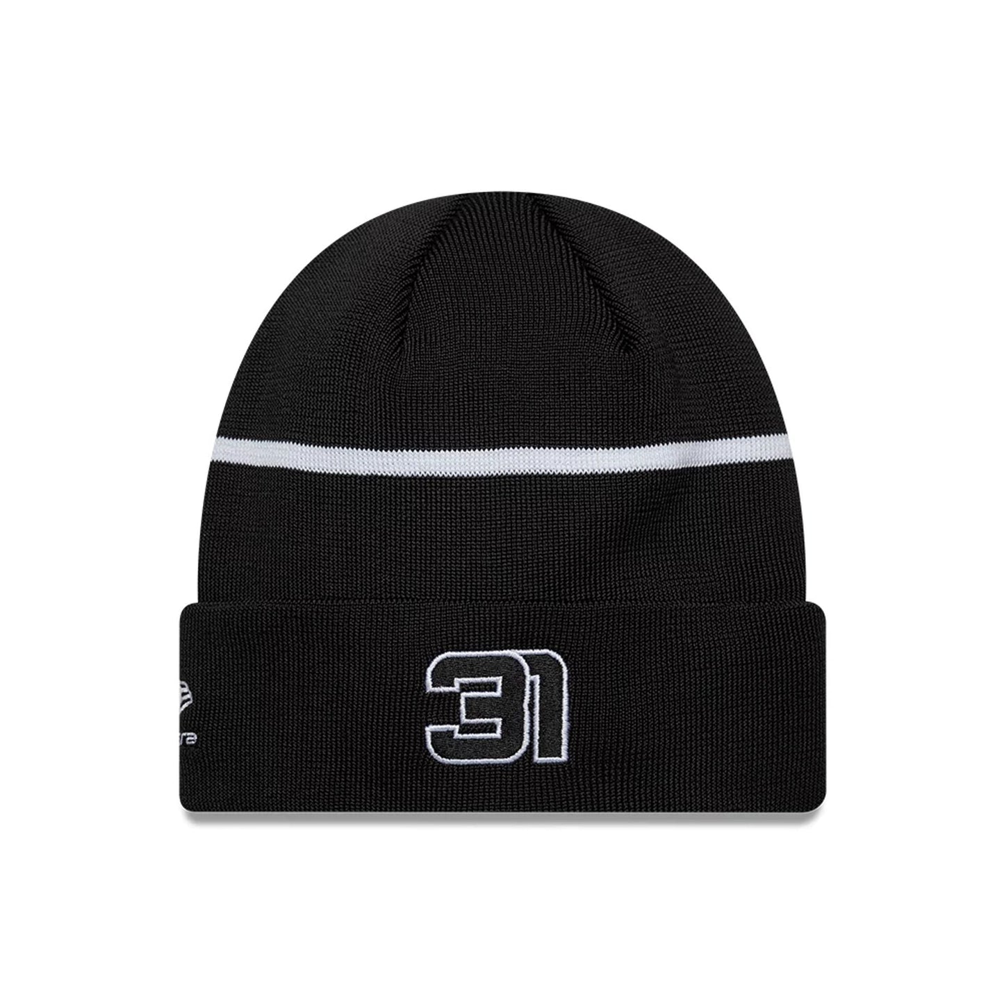 Pictured is this Esteban Ocon TGR Haas F1 Cuff Knit Beanie hat in black. 2
