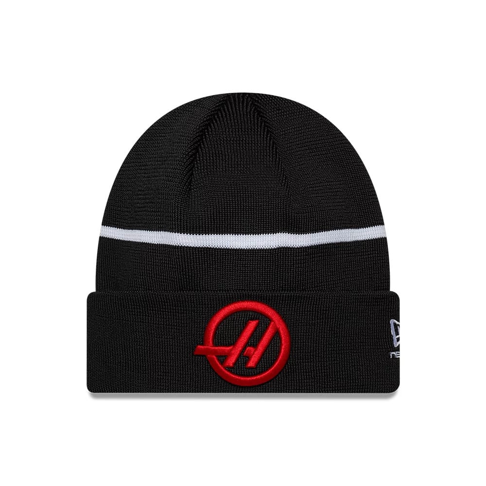 Pictured is this Team TGR Haas F1 Cuff Knit Beanie hat in black. 1
