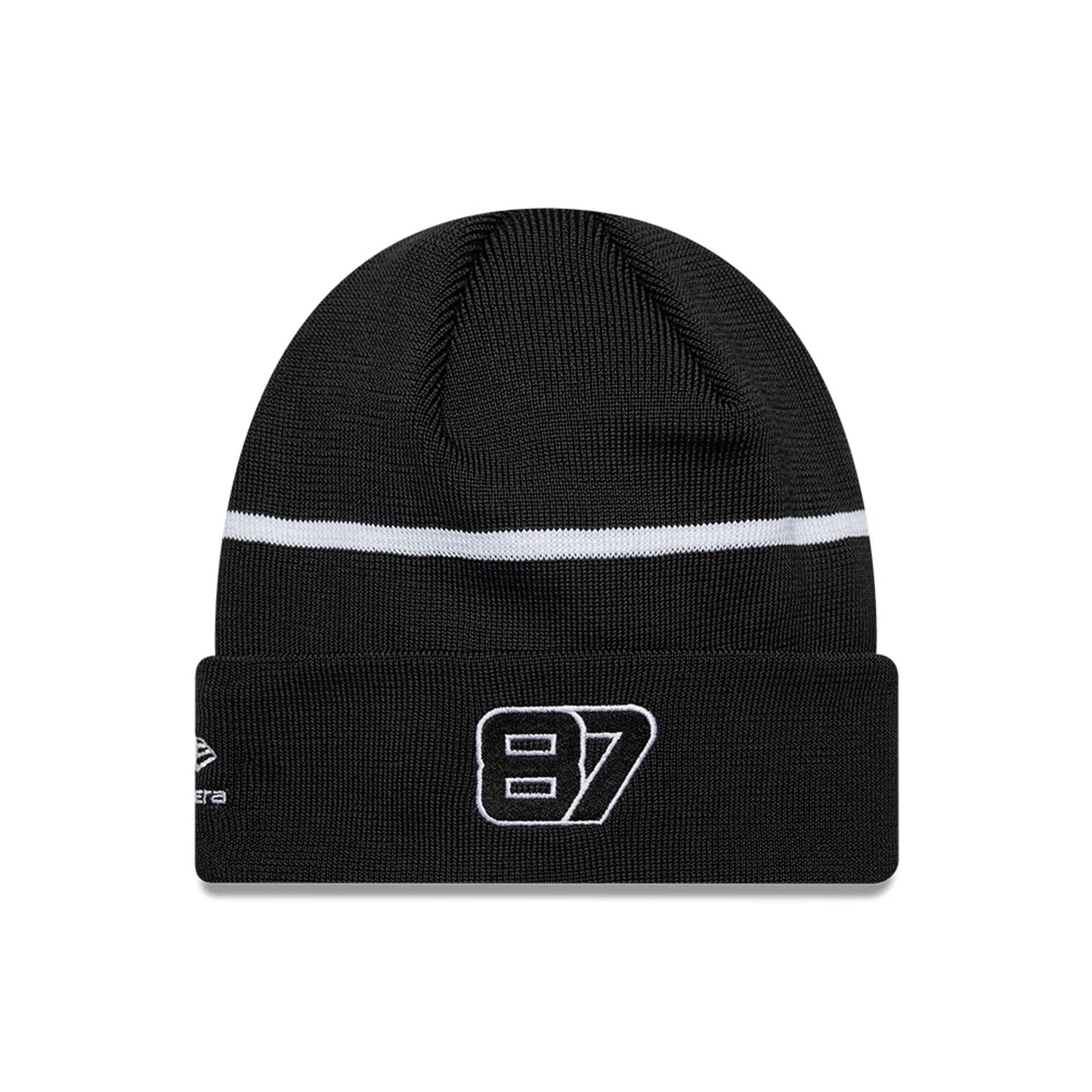 Pictured is this Oliver Bearman TGR Haas F1 Cuff Knit Beanie hat in black. 2