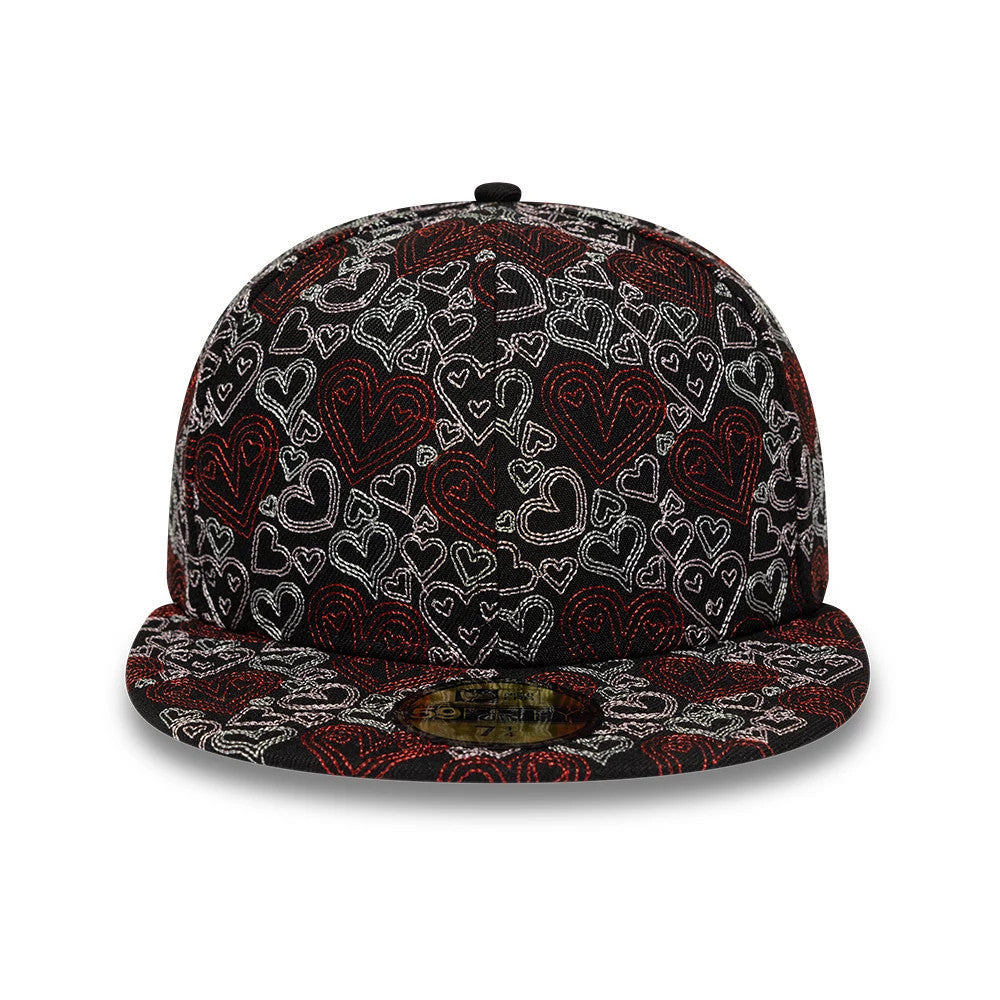 Pictured is this New Era All Over Hearts 59FIFTY Fitted cap in black. 3